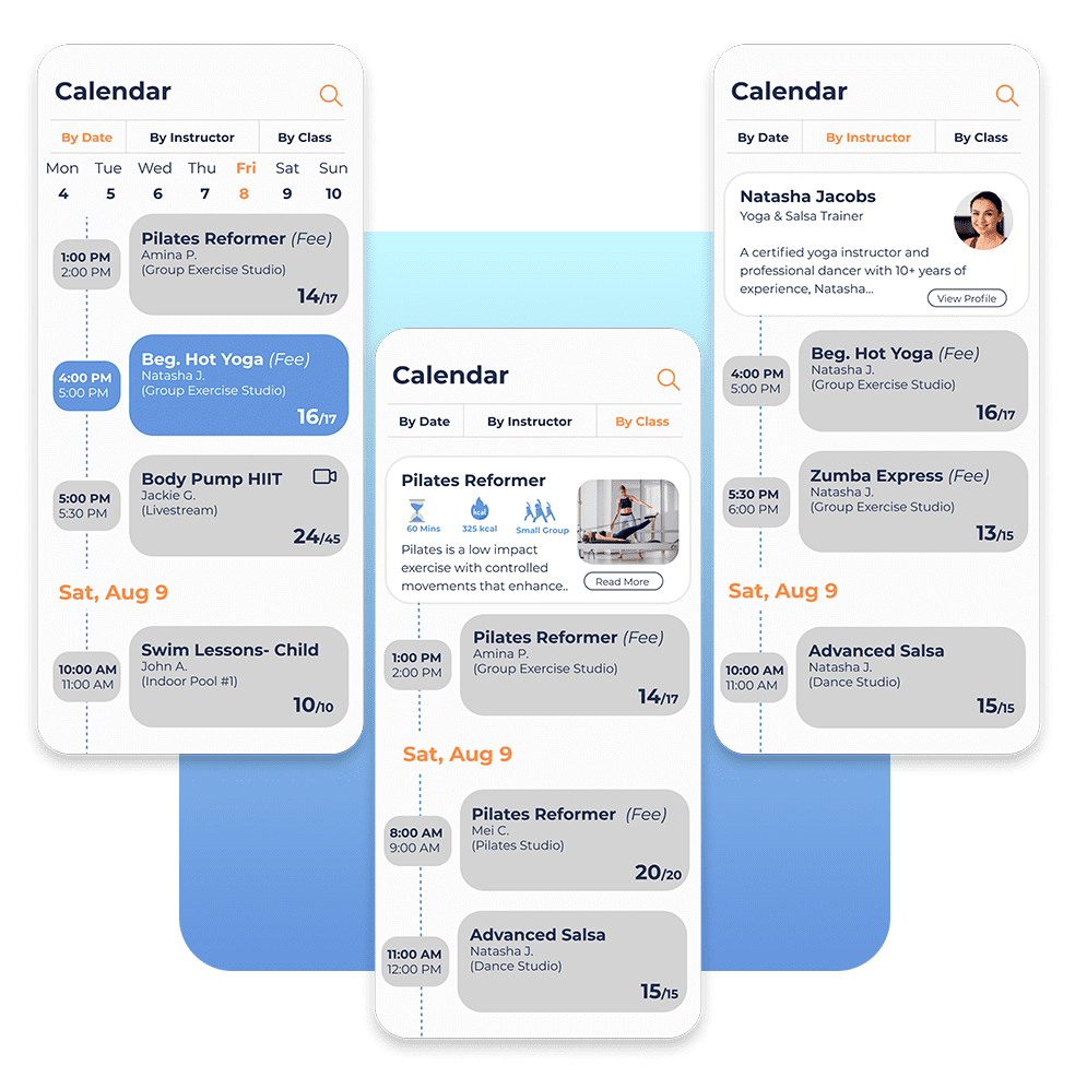 SHC Scheduling Software for Health Clubs & Gyms - Calendars