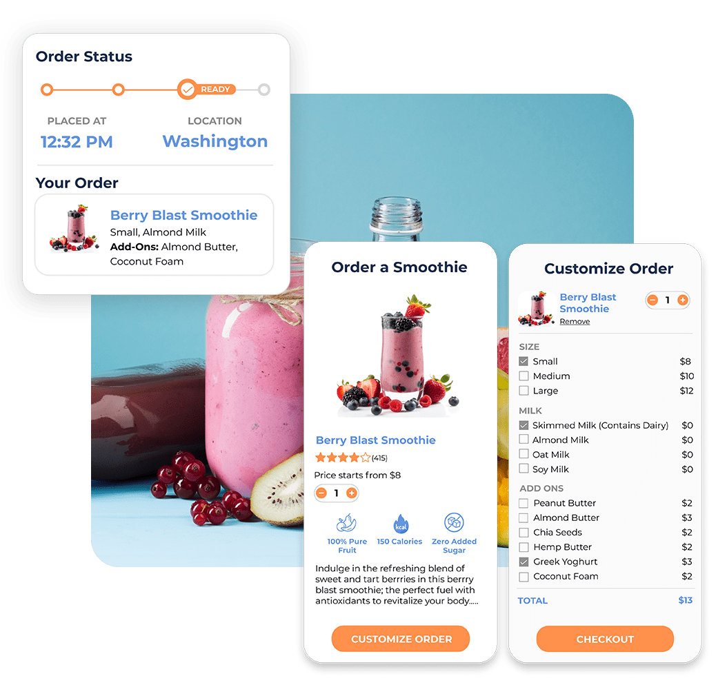 SHC Smoothie Ordering Solution for Health Clubs and Gyms - Mobile App